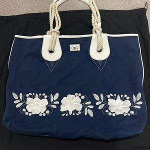Dolce & Gabbana Large Blue Canvas Tote/Beach Bag